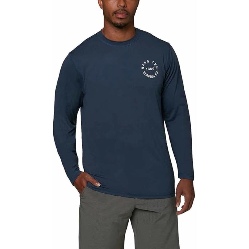 Hang Ten UPF 50+ Men's Long Sleeve Sun Tee Shirt SZ MEDIUM EUC Navy Blue